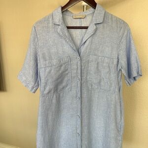 Everlane Linen Light Blue Button Shirt Dress XS